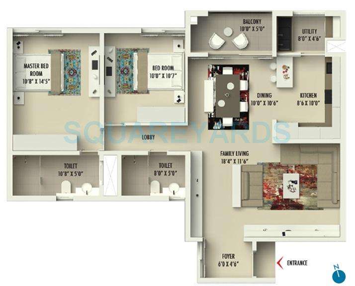 2 BHK 1234 Sq. Ft. Apartment in Assetz Homes Marq Phase 1