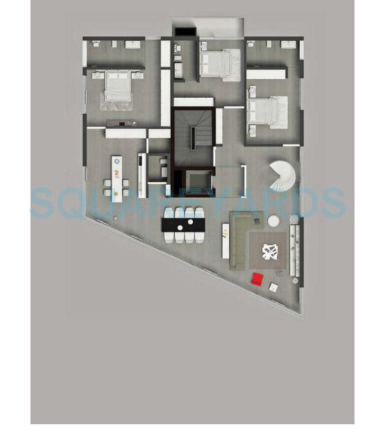 Floor plan of 3 BHK 2327 Sq. Ft. Apartment in Assetz Homes Stratos, Bangalore