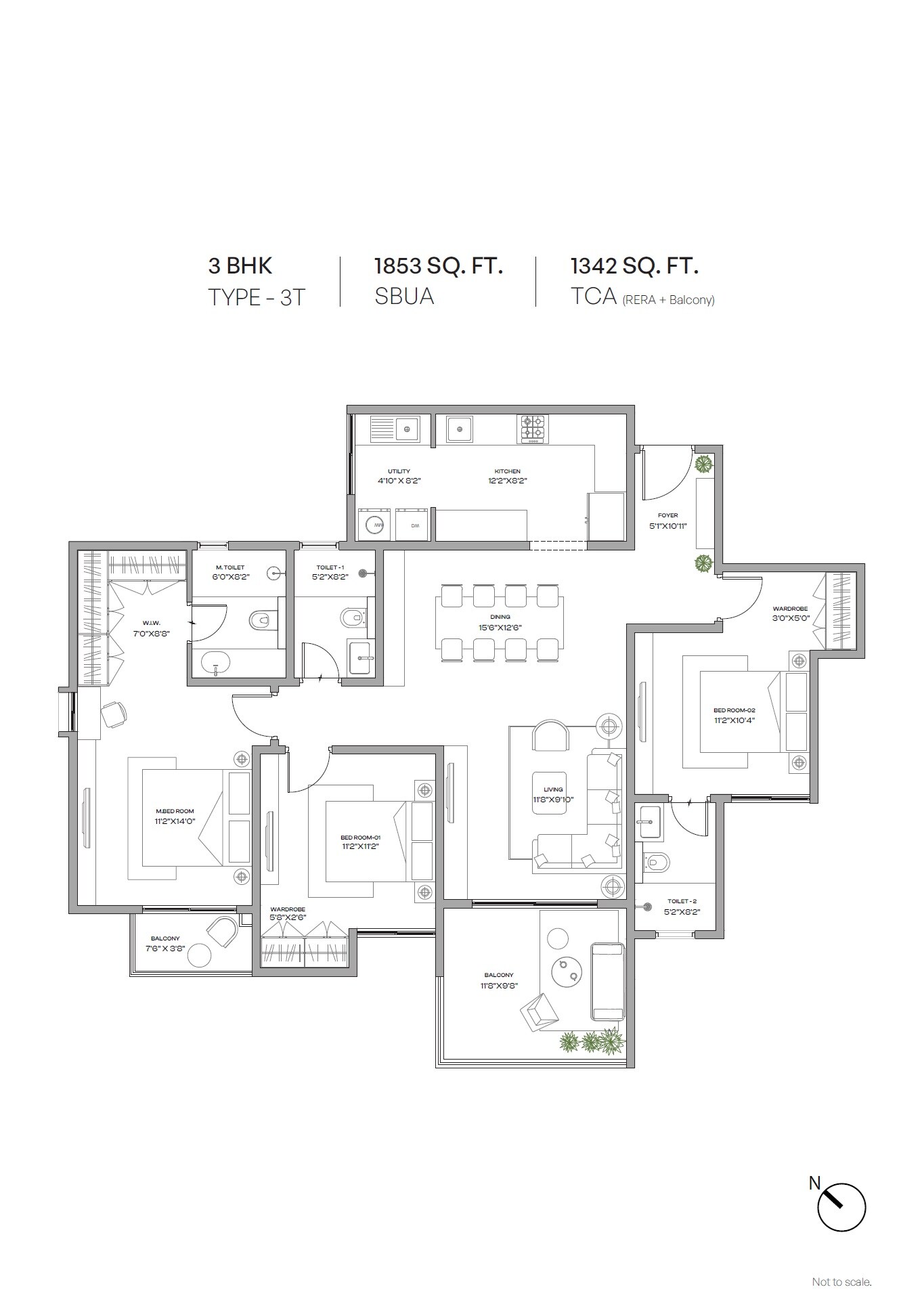 3 BHK 1853 Sq. Ft. Apartment