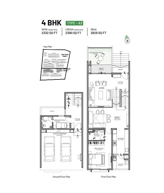 Floor plan of 4 BHK 2829 Sq. Ft. Villa in Assetz Leaves And Lives Phase 2, Bangalore