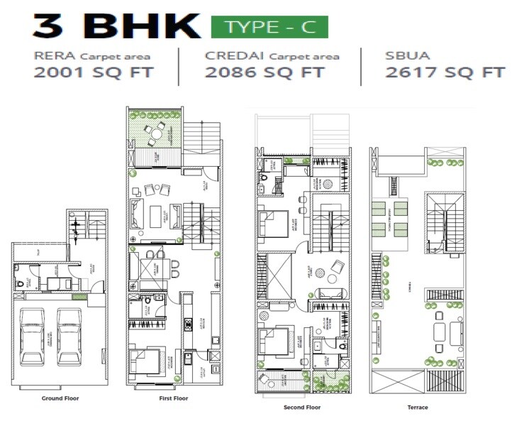 Floor plan of 3 BHK 2617 Sq. Ft. Villa in Assetz Leaves And Lives, Bangalore