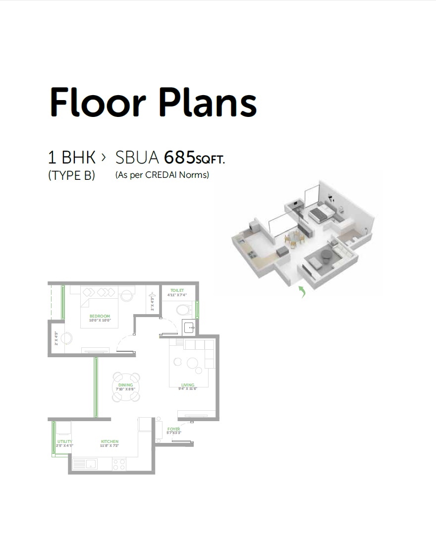 1 BHK 685 Sq. Ft. Apartment in Assetz Lifestyle 63 East