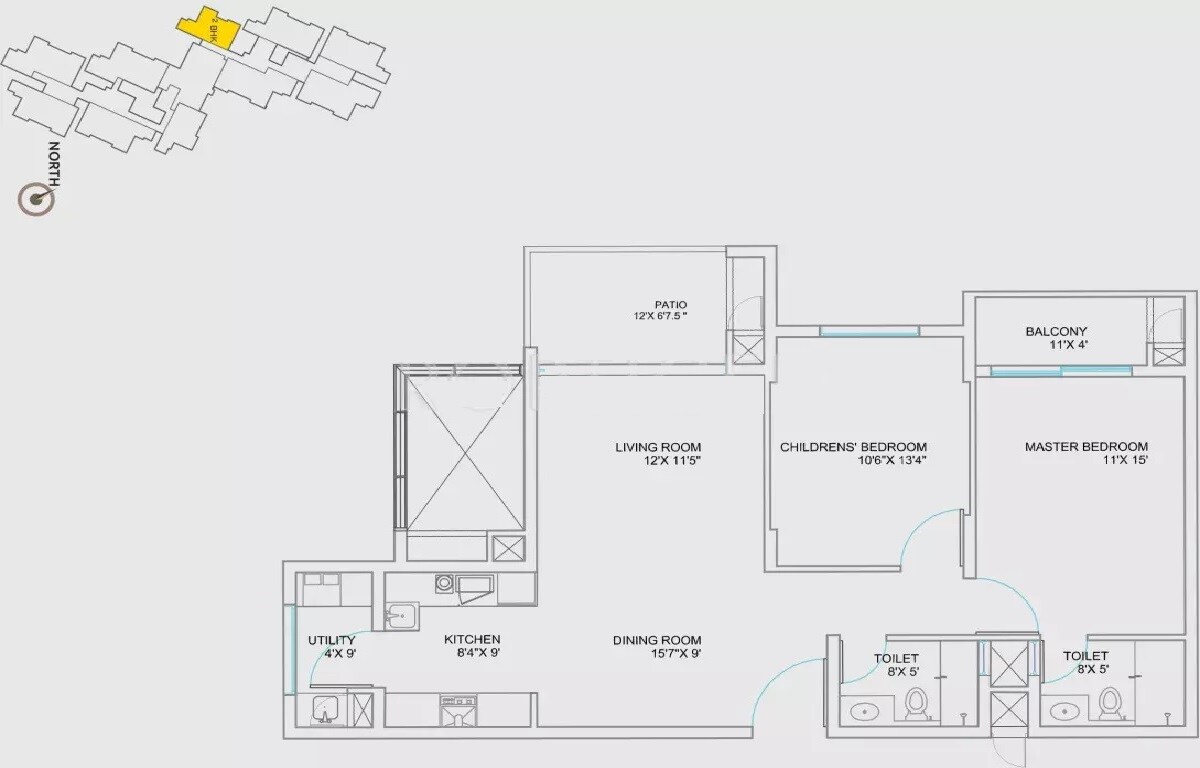 2 BHK 1334 Sq. Ft. Apartment