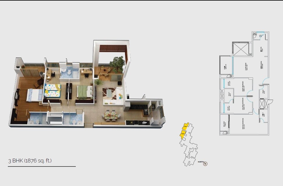 3 BHK 1876 Sq. Ft. Apartment