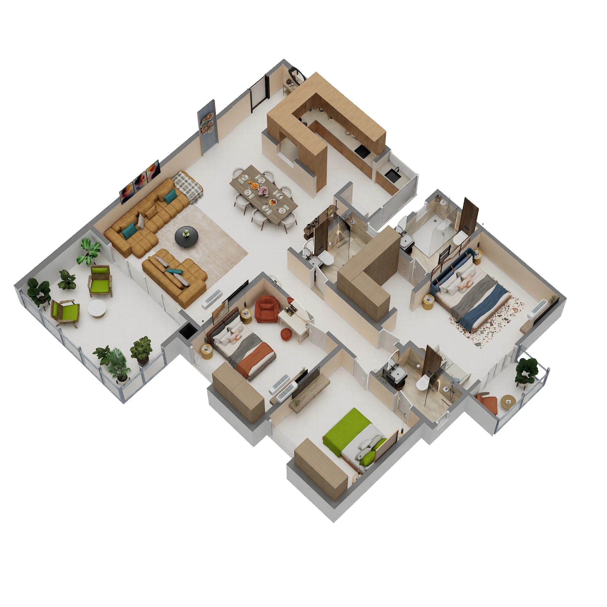 Floor plan of 3 BHK 2165 Sq. Ft. Apartment in Assetz Mizumi Reserve, Bangalore