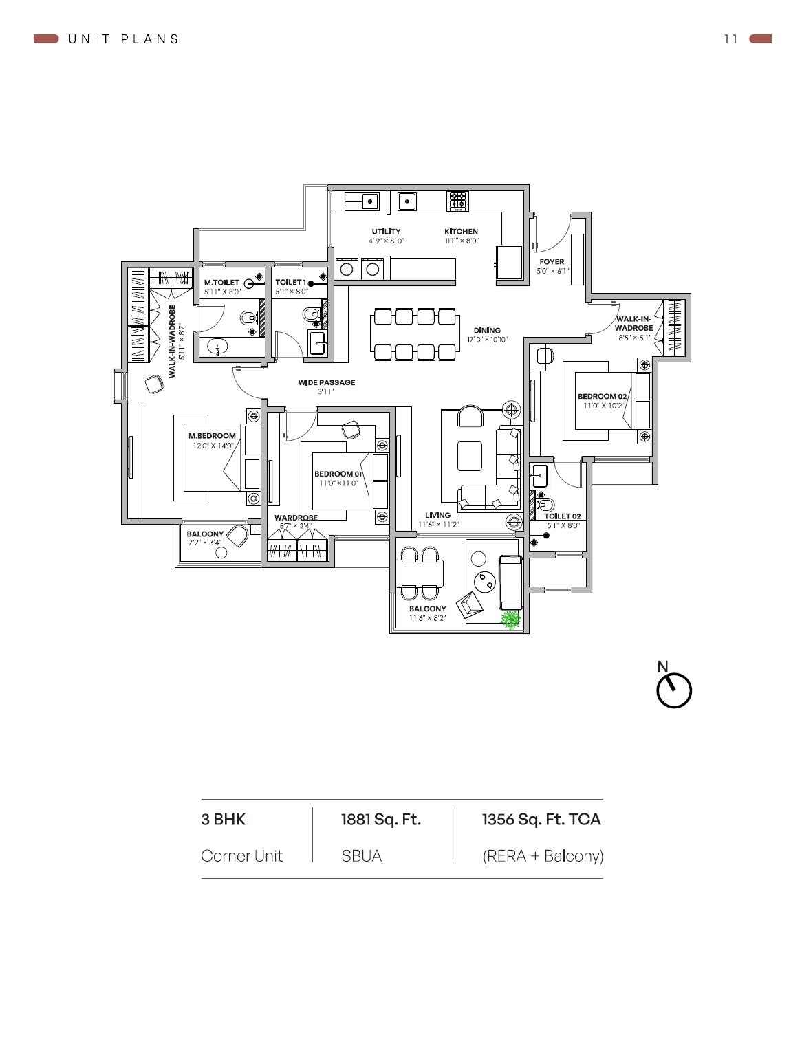 3 BHK 1881 Sq. Ft. Apartment