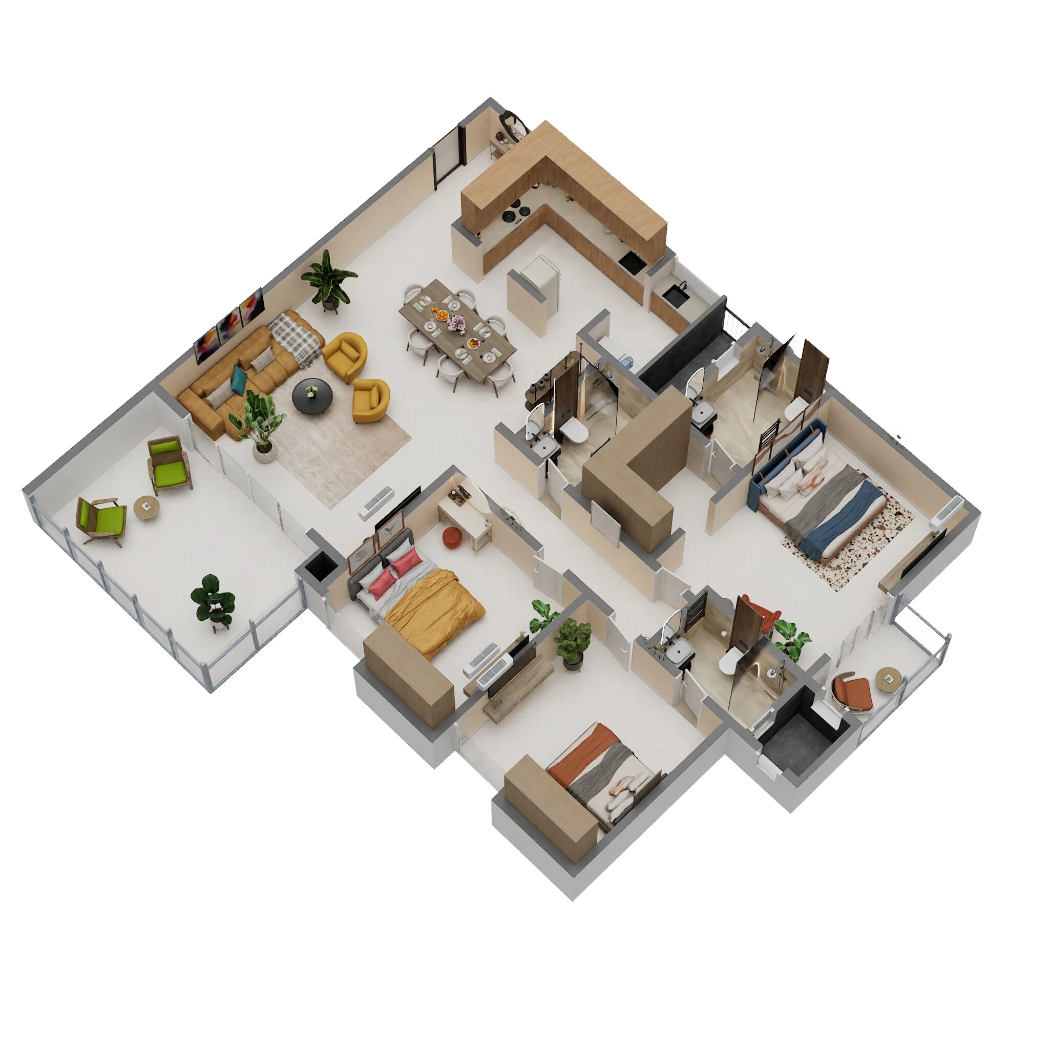 Floor plan of 3 BHK 2142 Sq. Ft. Apartment in Assetz Trees And Tandem, Bangalore