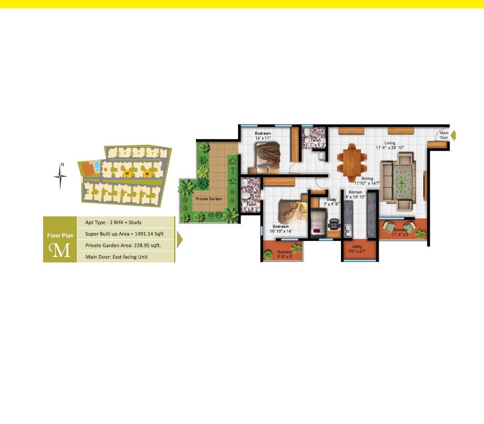 2 BHK 1491 Sq. Ft. Apartment