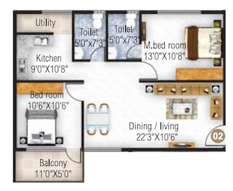 2 BHK Apartment For Rent in Atco Sapphire Sarjapur Road Bangalore  8171772