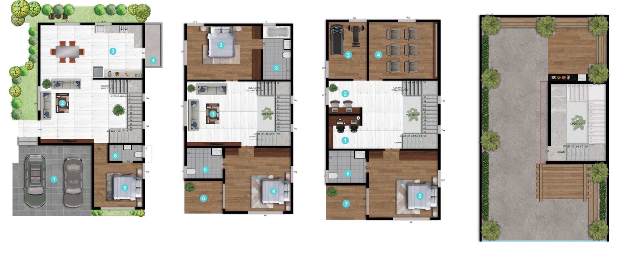 Floor plan of 4 BHK 3526 Sq. Ft. Villa in Atmos Silverwoods, Bangalore