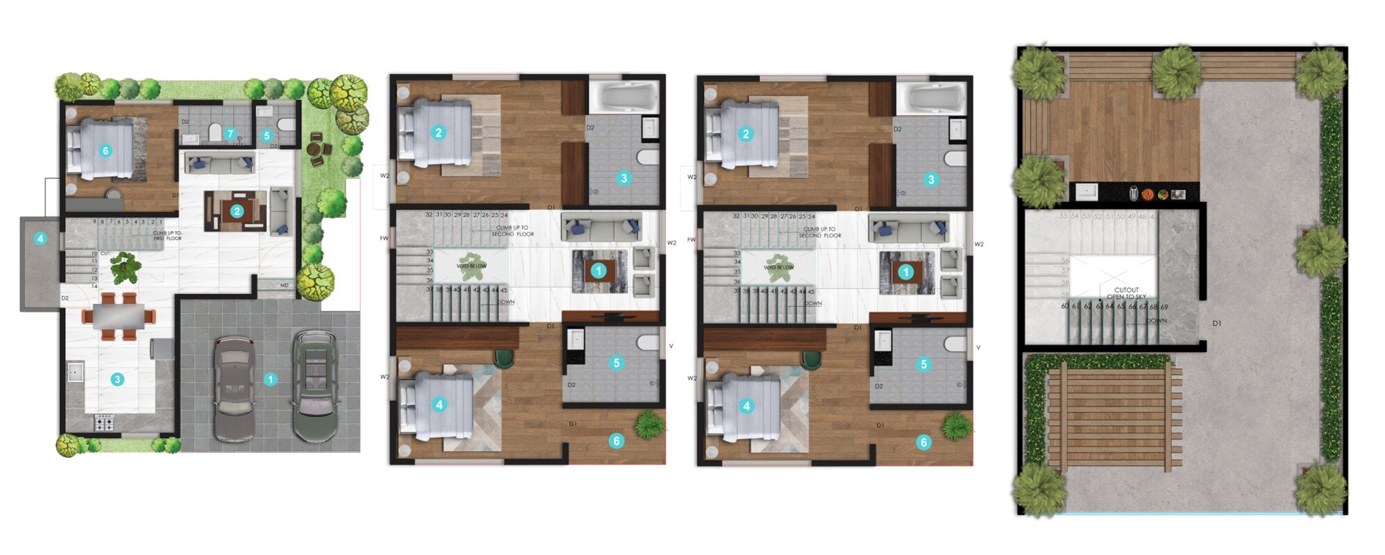 Floor plan of 4 BHK 2745 Sq. Ft. Villa in Atmos Silverwoods, Bangalore