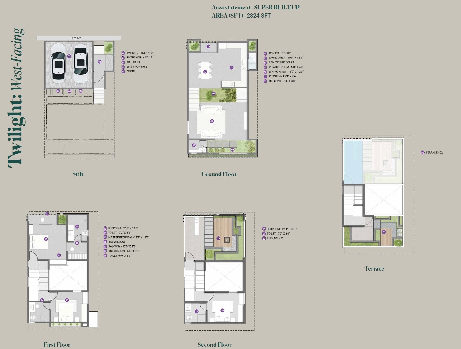 Floor plan of 3 BHK 2324 Sq. Ft. Villa in Atmos Tropicalwoods, Bangalore
