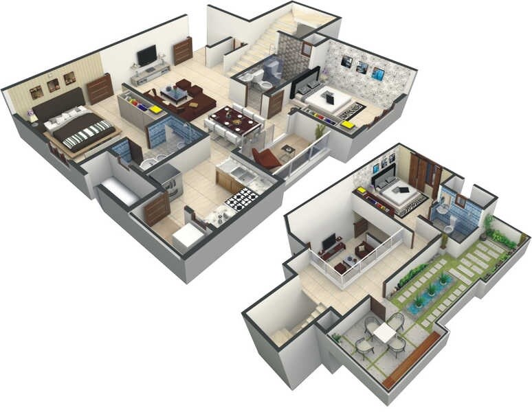 Floor plan of 3 BHK 2100 Sq. Ft. Penthouse in ATZ Ultima, Bangalore
