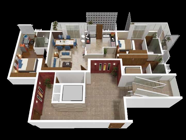 Floor plan of 3 BHK 1758 Sq. Ft. Apartment in Avant Casa Blanco, Bangalore