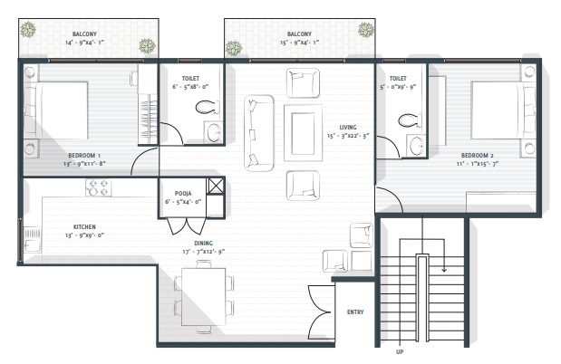 2 BHK 1738 Sq. Ft. Apartment in Avant Garde One 93