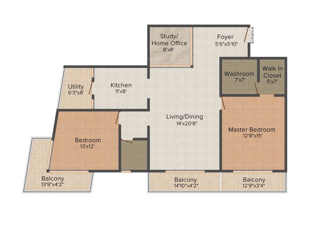 Floor plan of 2 BHK 1650 Sq. Ft. Apartment in Axis Amairo, Bangalore