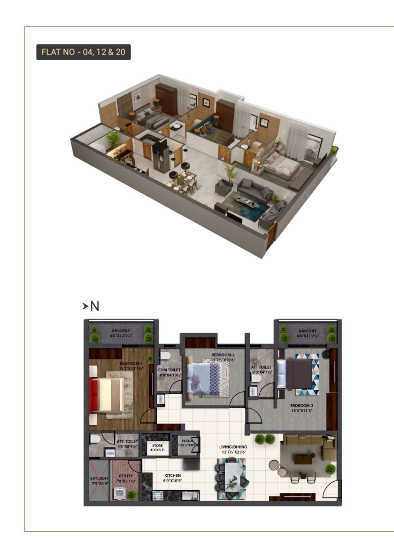 Floor plan of 3 BHK 1402 Sq. Ft. Apartment in Axis Park West, Bangalore
