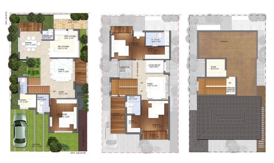 Floor plan of 3 BHK Apartment - 2493 sq. ft. in Azven Breathe, Bangalore