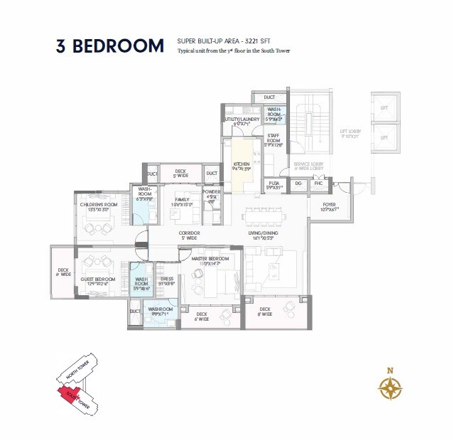 3 BHK 3221 Sq. Ft. Apartment
