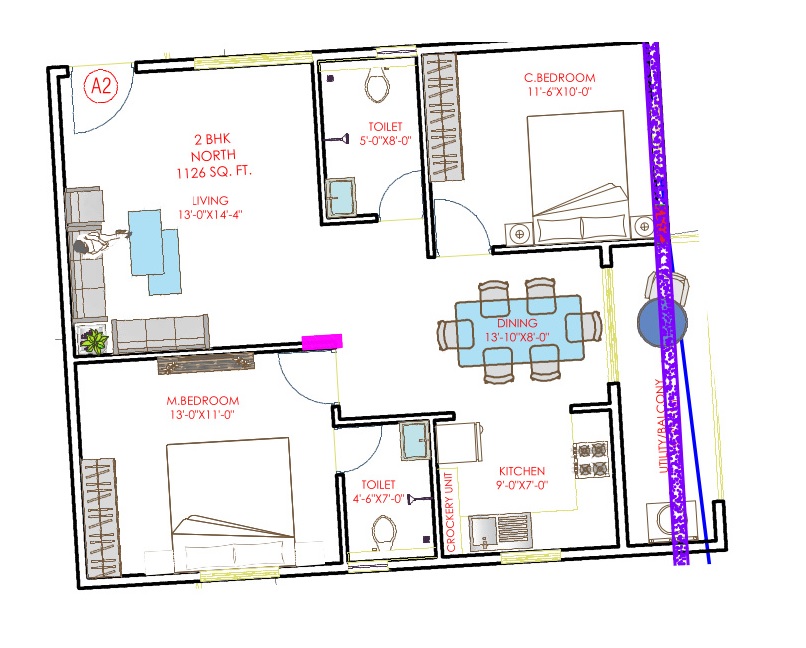 2 BHK 1126 Sq. Ft. Apartment in Balaji Futurity Homes