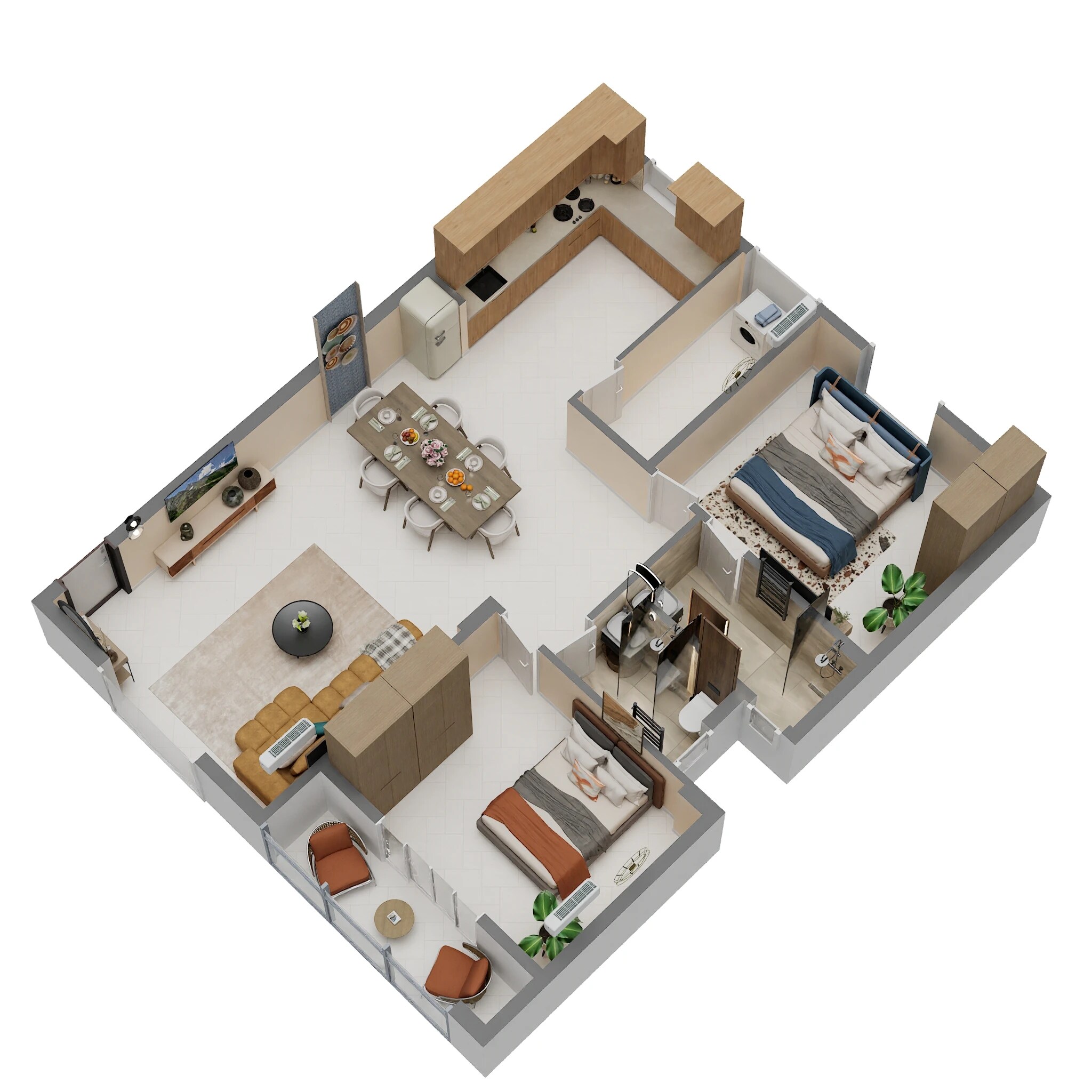 Floor plan of 2 BHK 1252 Sq. Ft. Apartment in Balaji Futurity Homes, Bangalore