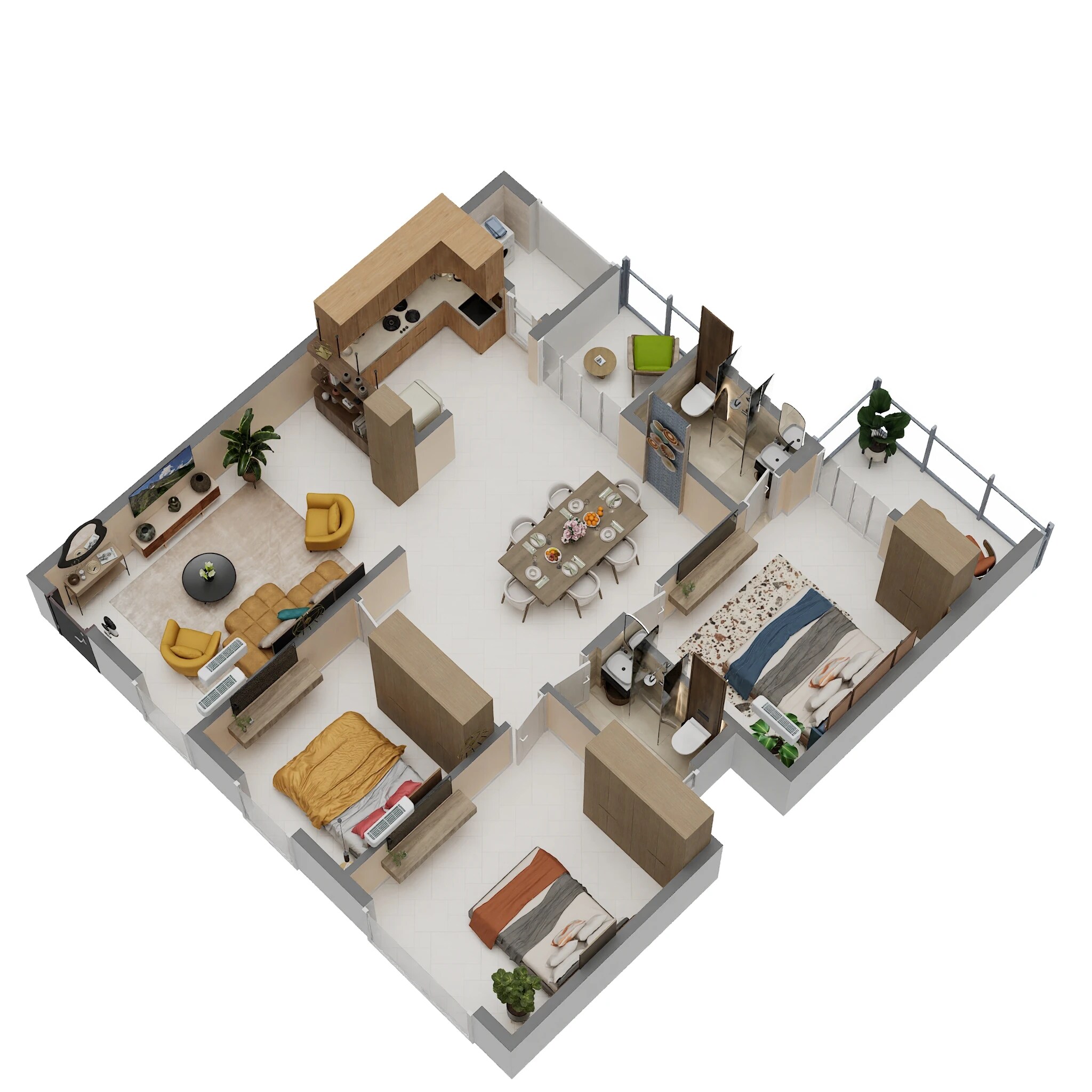 Floor plan of 3 BHK 1483 Sq. Ft. Apartment in Balaji Futurity Homes, Bangalore