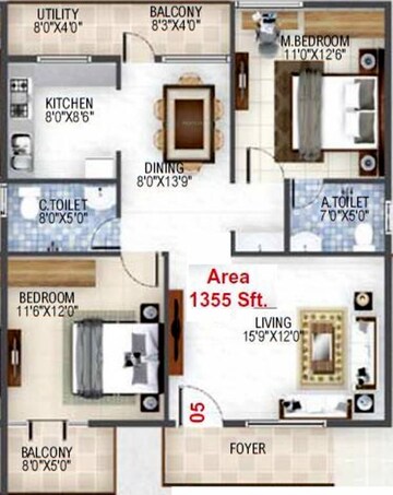  2 BHK Apartment at Baldota Elegant, Mallathahalli – for Sale