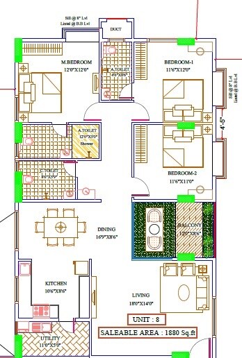 3 BHK 1880 Sq. Ft. Apartment