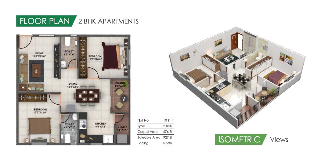 Floor plan of 2 BHK 927 Sq. Ft. Apartment in Bavisha Gardeniaa, Bangalore