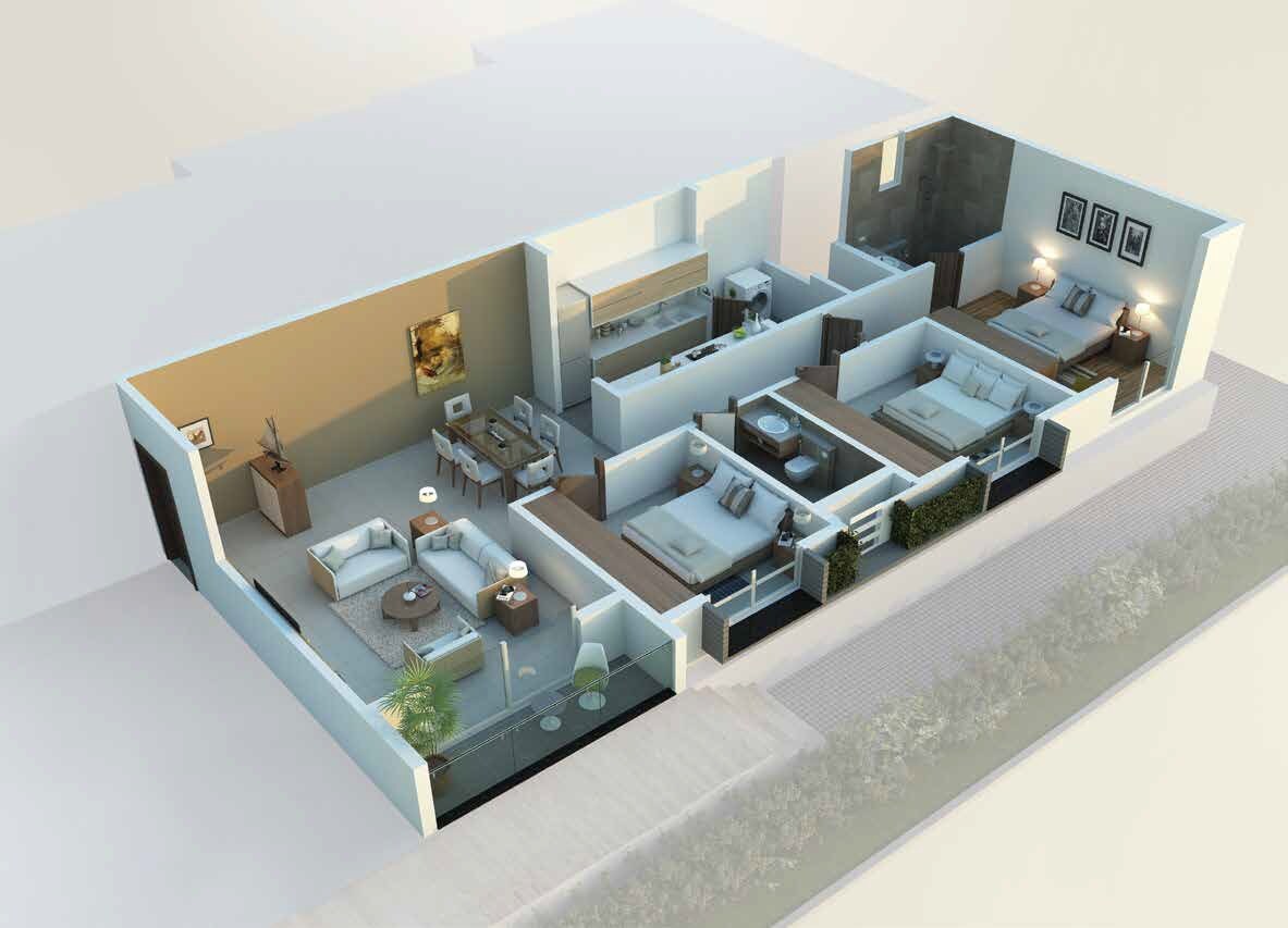 Floor plan of 3 BHK 1689 Sq. Ft. Apartment in Bhadra Landmarks Legacy, Bangalore