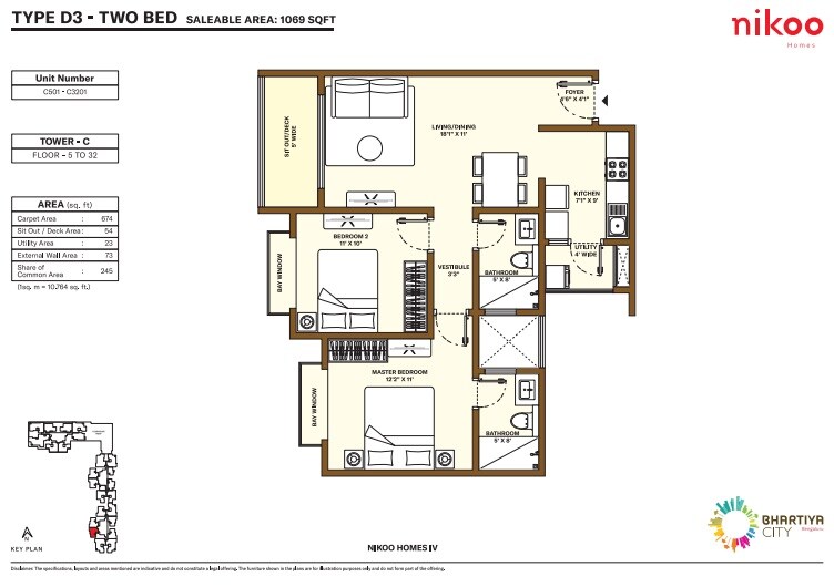  2 BHK Apartment at Bhartiya City Nikoo Homes 4, Thanisandra Main Road – for Sale