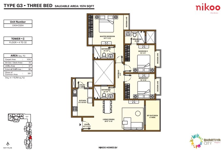Other, bhartiya-city-nikoo-homes-4 3 Bedroom 1574 Sq.Ft. Apartment In Thanisandra Main Road Bangalore 8709065