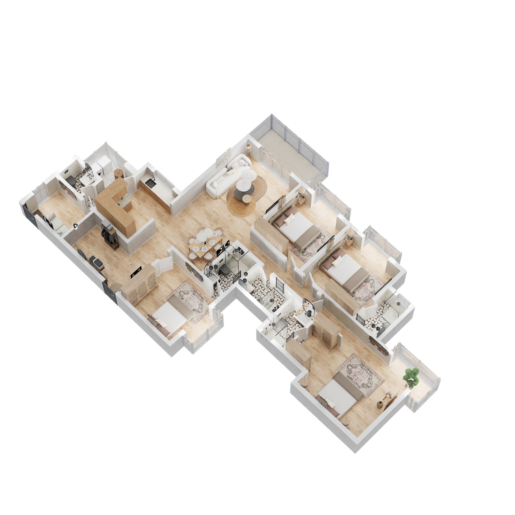 Floor plan of 4 BHK 2488 Sq. Ft. Apartment in Bhartiya City Nikoo Homes 4, Bangalore