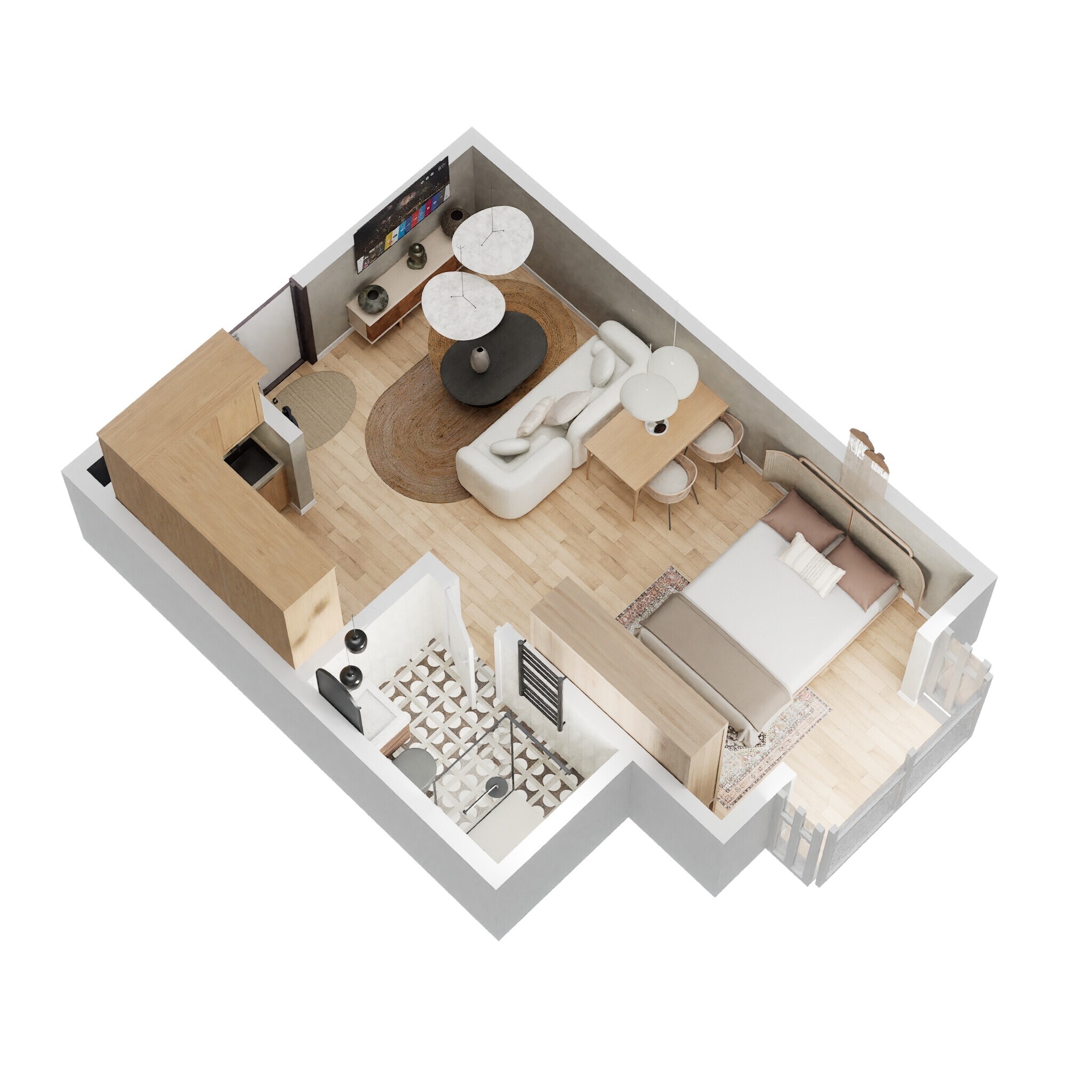 Floor plan of 465 Sq. Ft. Studio in Bhartiya City Nikoo Homes 4, Bangalore