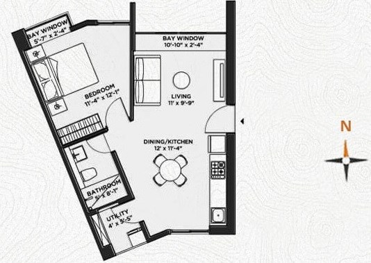 1 BHK 636 Sq. Ft. Apartment
