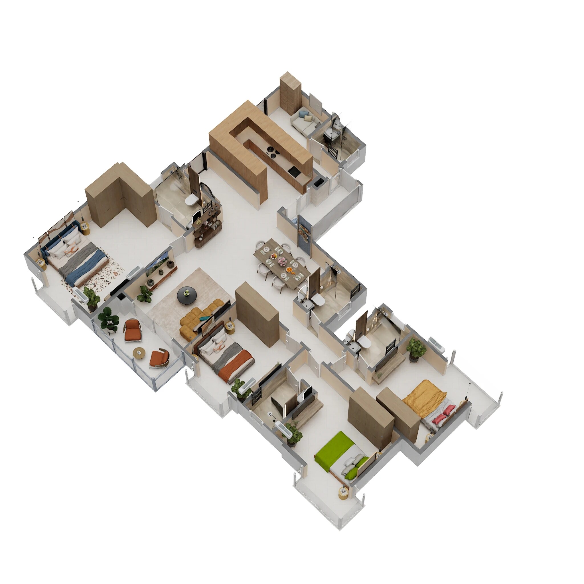 Floor plan of 4 BHK 2506 Sq. Ft. Apartment in Bhartiya Garden Enclave Nikoo Homes 8, Bangalore