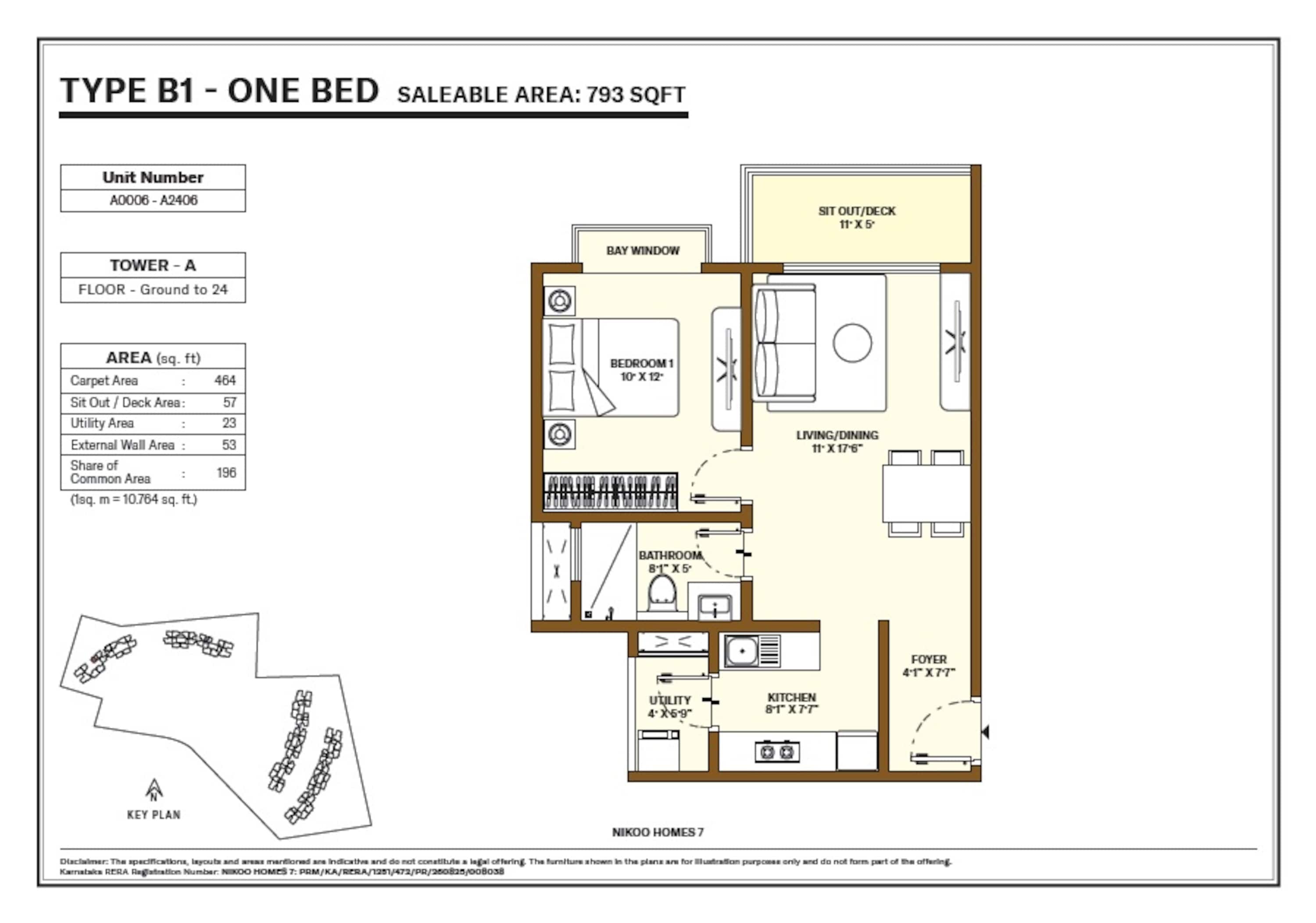 1 BHK 793 Sq. Ft. Apartment in Bhartiya Garden Estate