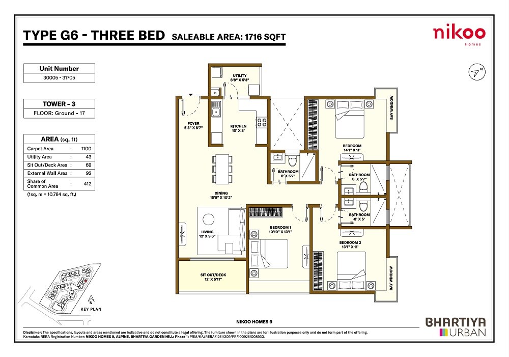 3 BHK 1716 Sq. Ft. Apartment