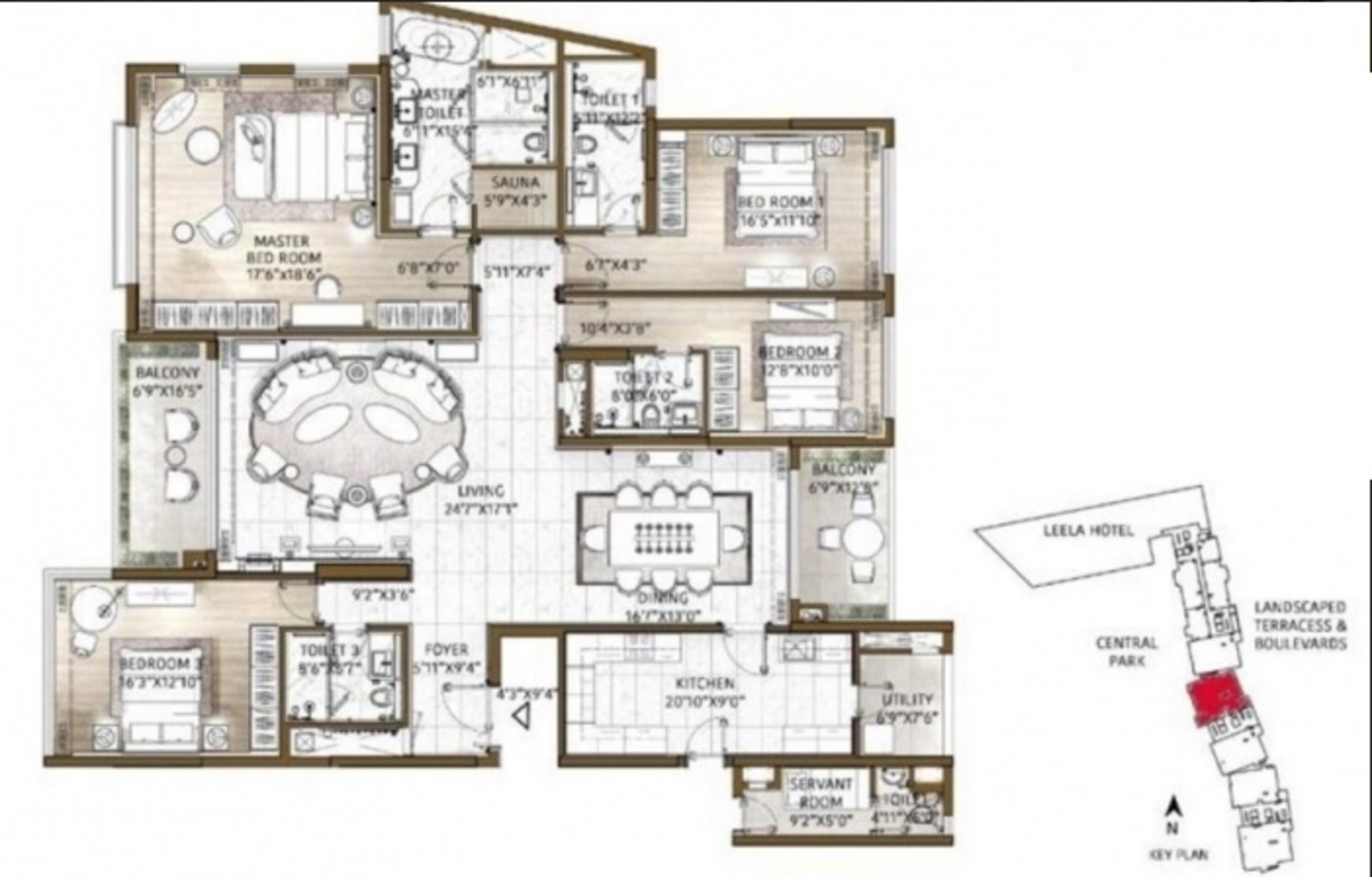 bhartiya leela residences apartment 4 bhk 4077sqft 20215606125658