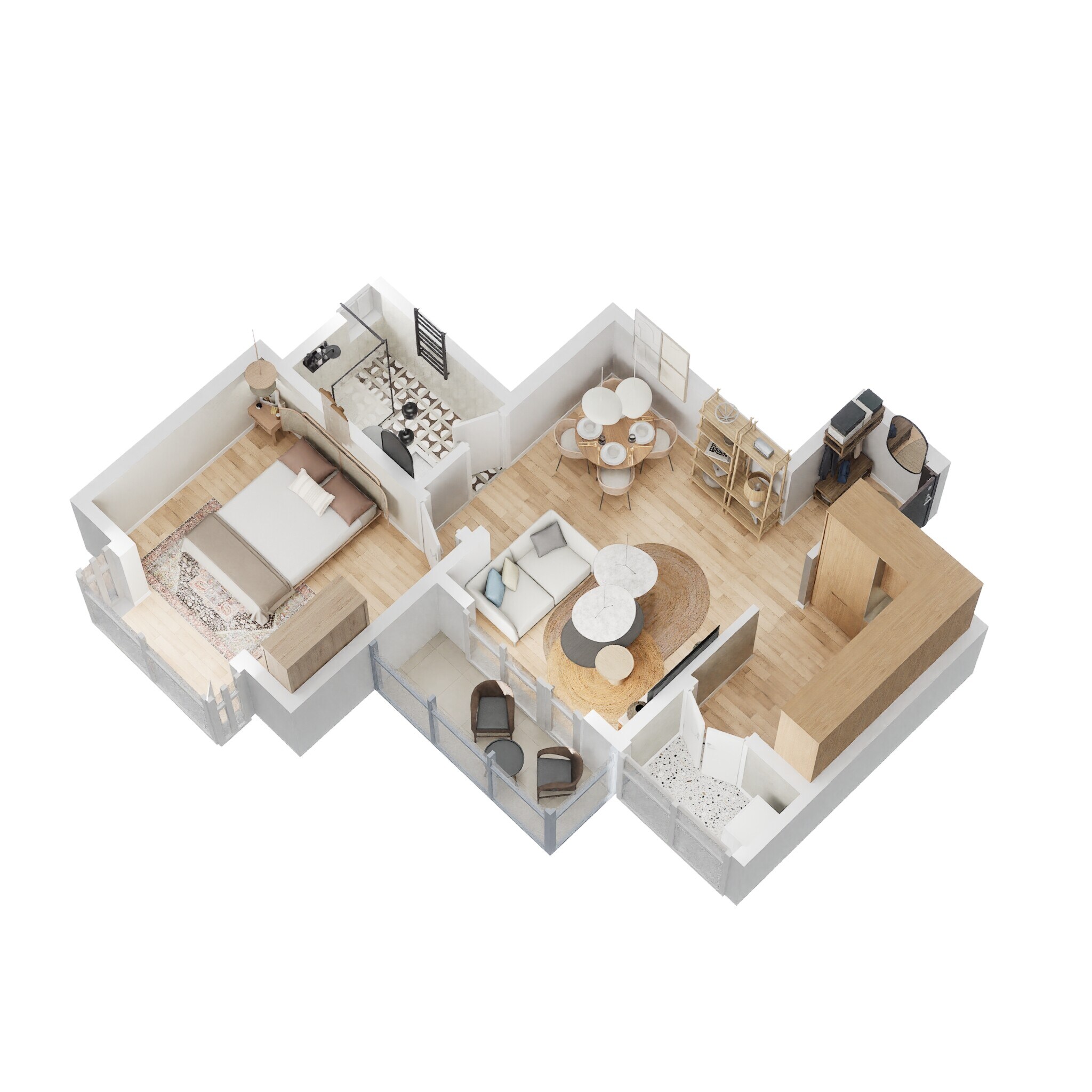 Floor plan of 1 BHK 620 Sq. Ft. Apartment in Bhartiya Nikoo Homes, Bangalore