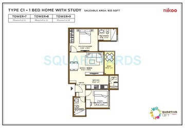  1 BHK Apartment at Bhartiya Nikoo Homes, Thanisandra Main Road – for Sale