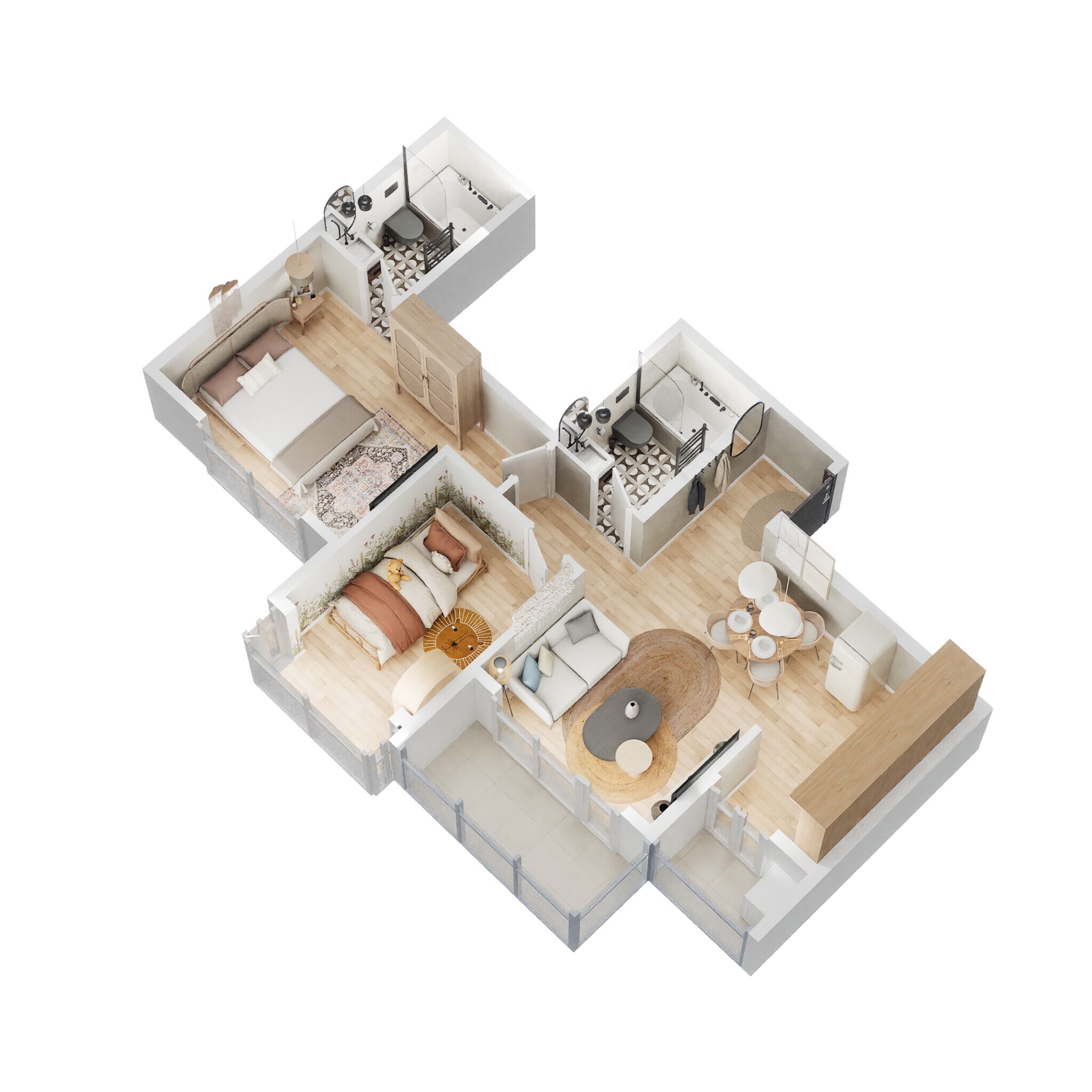 Floor plan of 1 BHK 934 Sq. Ft. Apartment in Bhartiya Nikoo Homes, Bangalore
