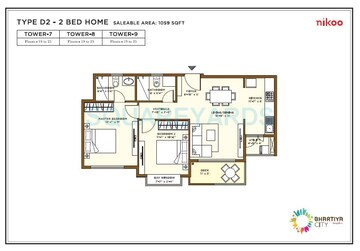  2 BHK Apartment at Bhartiya Nikoo Homes, Thanisandra Main Road – for Sale
