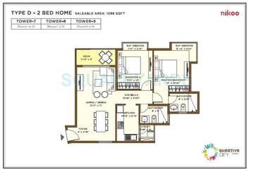  2 BHK Apartment at Bhartiya Nikoo Homes, Thanisandra Main Road – for Sale