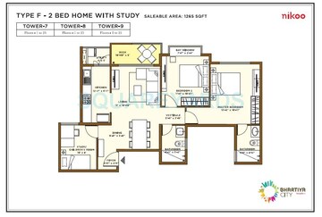  2 BHK Apartment at Bhartiya Nikoo Homes, Thanisandra Main Road – for Sale