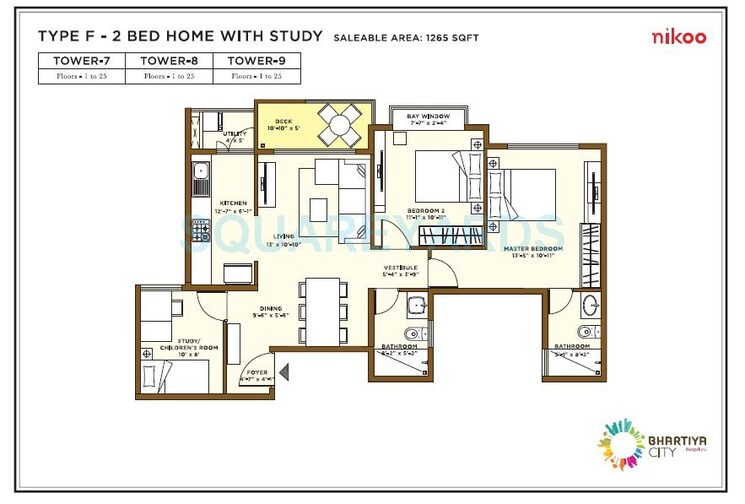 Other, bhartiya-nikoo-homes 2 Bedroom 1265 Sq.Ft. Apartment In Thanisandra Main Road Bangalore 9179142