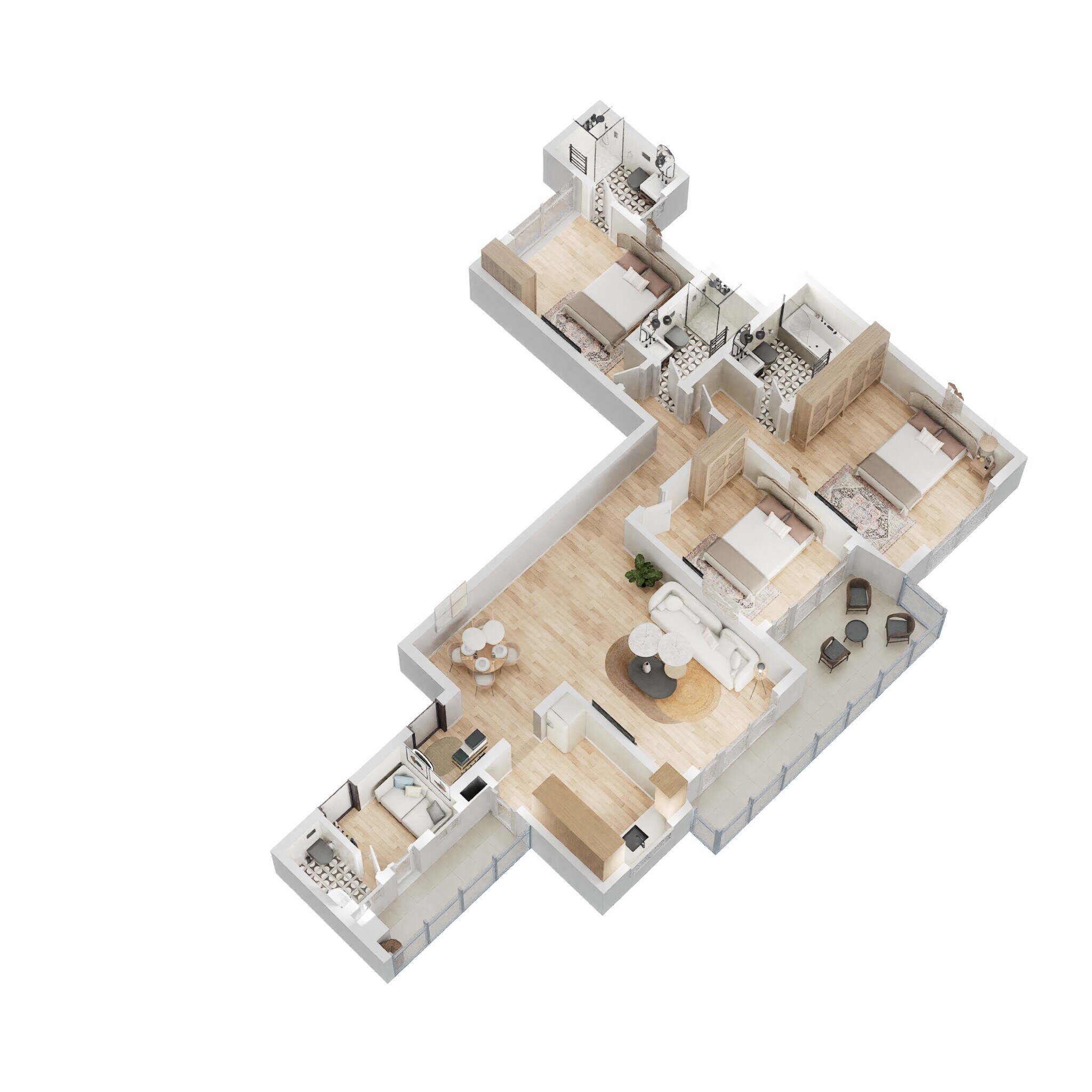 Floor plan of 3 BHK 1917 Sq. Ft. Apartment in Bhartiya Nikoo Homes, Bangalore