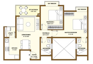  2 BHK Apartment at Bhartiya Nikoo Homes Phase 2, Thanisandra Main Road – for Sale