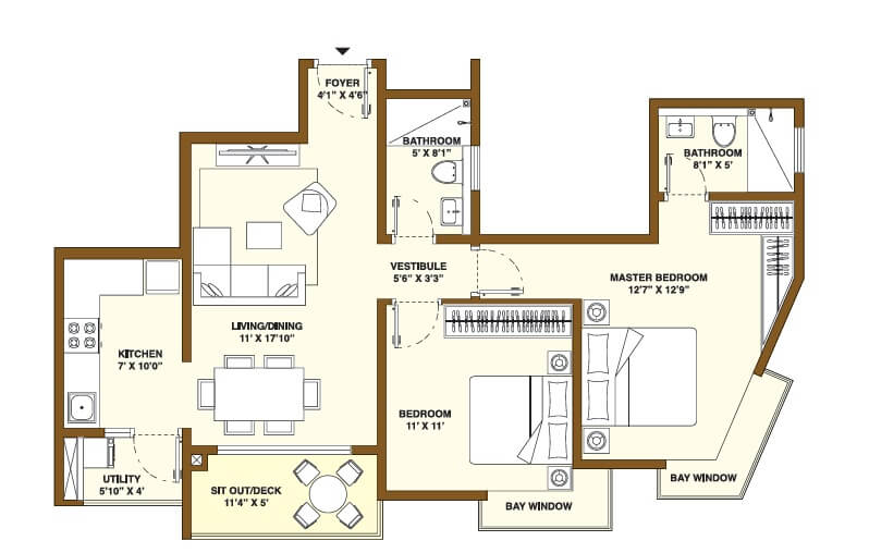  2 BHK Apartment at Bhartiya Nikoo Homes Phase 2, Thanisandra Main Road – for Sale
