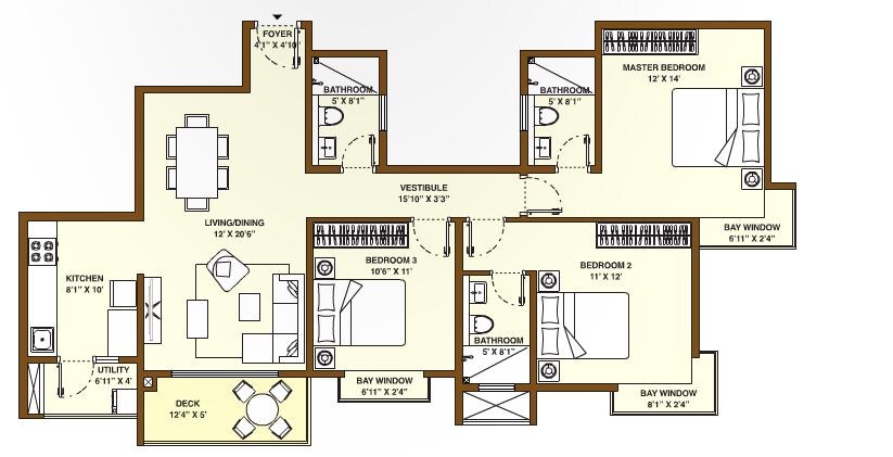  3 BHK Apartment at Bhartiya Nikoo Homes Phase 2, Thanisandra Main Road – for Sale